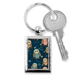 Seamless Pattern Owls Dreaming Key Chain (Rectangle)