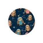 Seamless Pattern Owls Dreaming Rubber Coaster (Round)