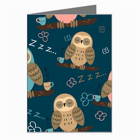 Seamless Pattern Owls Dreaming Greeting Card from ArtsNow.com Left