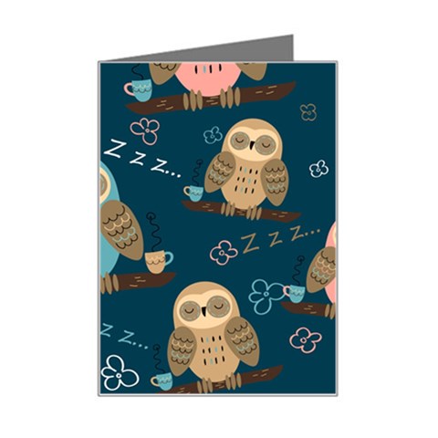 Seamless Pattern Owls Dreaming Mini Greeting Card from ArtsNow.com Left