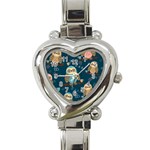 Seamless Pattern Owls Dreaming Heart Italian Charm Watch