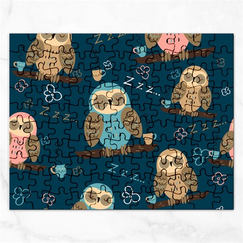 Seamless Pattern Owls Dreaming Rectangular Jigsaw Puzzl from ArtsNow.com Front