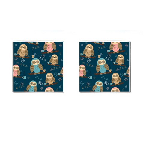 Seamless Pattern Owls Dreaming Cufflinks (Square) from ArtsNow.com Front(Pair)