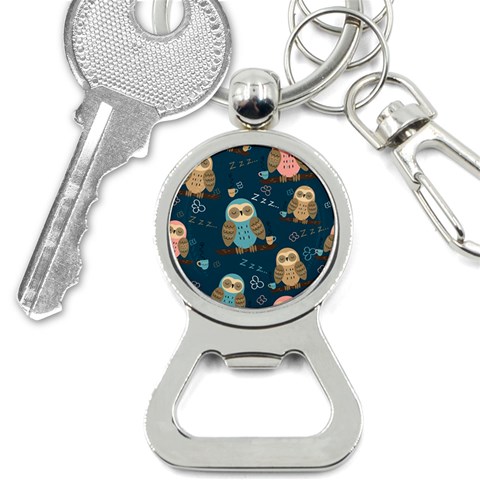 Seamless Pattern Owls Dreaming Bottle Opener Key Chain from ArtsNow.com Front