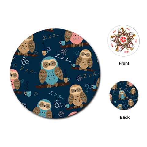 Seamless Pattern Owls Dreaming Playing Cards Single Design (Round) from ArtsNow.com Front