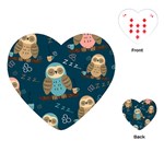 Seamless Pattern Owls Dreaming Playing Cards Single Design (Heart)