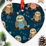 Seamless Pattern Owls Dreaming Heart Ornament (Two Sides)