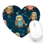 Seamless Pattern Owls Dreaming Heart Mousepad