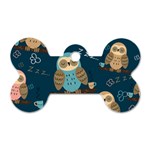 Seamless Pattern Owls Dreaming Dog Tag Bone (One Side)