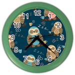 Seamless Pattern Owls Dreaming Color Wall Clock