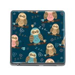 Seamless Pattern Owls Dreaming Memory Card Reader (Square 5 Slot)