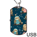 Seamless Pattern Owls Dreaming Dog Tag USB Flash (Two Sides)