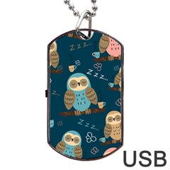 Seamless Pattern Owls Dreaming Dog Tag USB Flash (Two Sides) from ArtsNow.com Back
