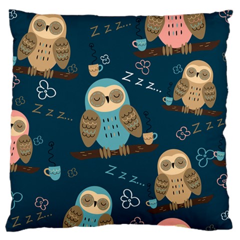 Seamless Pattern Owls Dreaming Large Cushion Case (Two Sides) from ArtsNow.com Back