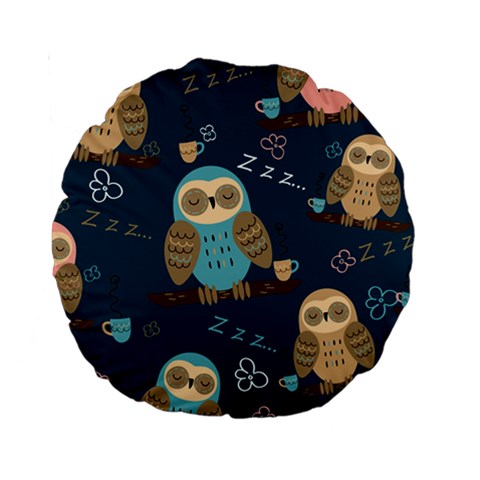 Seamless Pattern Owls Dreaming Standard 15  Premium Round Cushions from ArtsNow.com Front