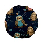 Seamless Pattern Owls Dreaming Standard 15  Premium Round Cushions