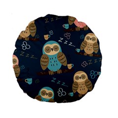 Seamless Pattern Owls Dreaming Standard 15  Premium Round Cushions from ArtsNow.com Back