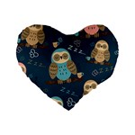 Seamless Pattern Owls Dreaming Standard 16  Premium Heart Shape Cushions