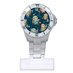Seamless Pattern Owls Dreaming Plastic Nurses Watch