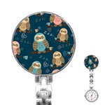 Seamless Pattern Owls Dreaming Stainless Steel Nurses Watch