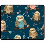 Seamless Pattern Owls Dreaming Two Sides Fleece Blanket (Medium)