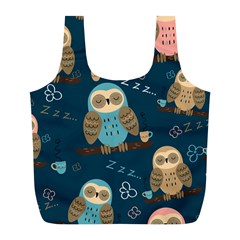 Seamless Pattern Owls Dreaming Full Print Recycle Bag (L) from ArtsNow.com Front
