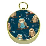 Seamless Pattern Owls Dreaming Gold Compasses