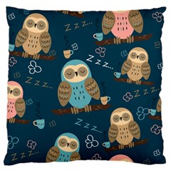 Seamless Pattern Owls Dreaming Large Premium Plush Fleece Cushion Case (Two Sides) from ArtsNow.com Front