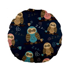 Seamless Pattern Owls Dreaming Standard 15  Premium Flano Round Cushions from ArtsNow.com Back