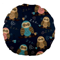 Seamless Pattern Owls Dreaming Large 18  Premium Flano Round Cushions from ArtsNow.com Back