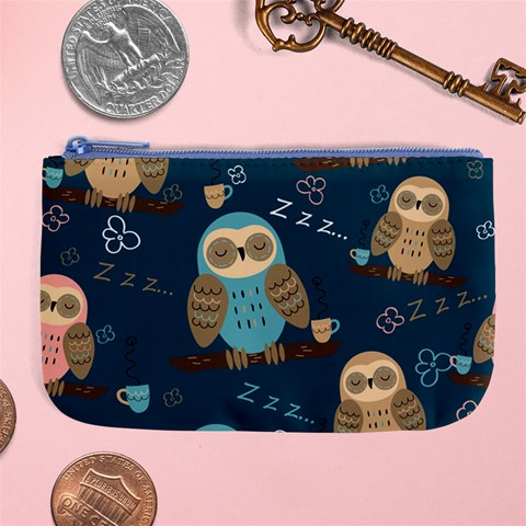 Seamless Pattern Owls Dreaming Large Coin Purse from ArtsNow.com Front