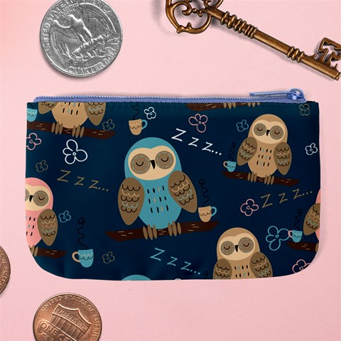 Seamless Pattern Owls Dreaming Large Coin Purse from ArtsNow.com Back