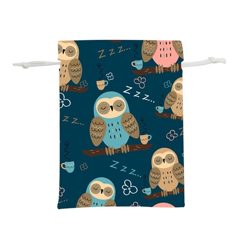 Seamless Pattern Owls Dreaming Lightweight Drawstring Pouch (S) from ArtsNow.com Front