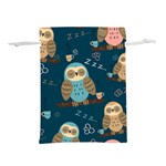 Seamless Pattern Owls Dreaming Lightweight Drawstring Pouch (M)