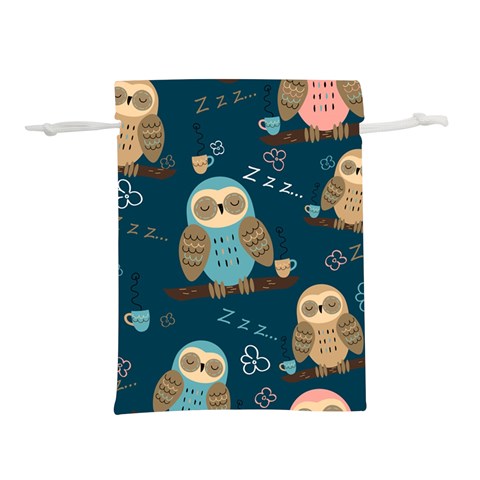 Seamless Pattern Owls Dreaming Lightweight Drawstring Pouch (L) from ArtsNow.com Front