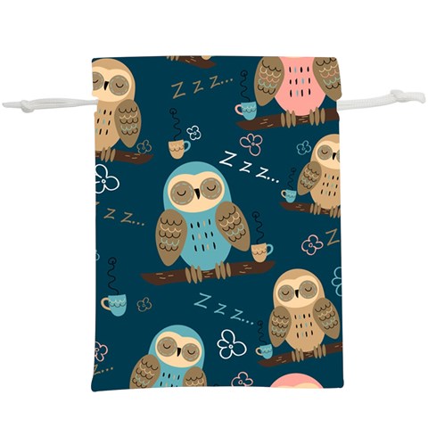 Seamless Pattern Owls Dreaming Lightweight Drawstring Pouch (XL) from ArtsNow.com Front