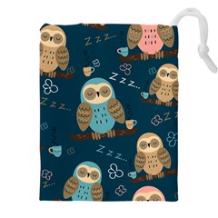 Seamless Pattern Owls Dreaming Drawstring Pouch (4XL) from ArtsNow.com Front