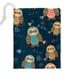 Seamless Pattern Owls Dreaming Drawstring Pouch (4XL) from ArtsNow.com Back