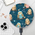 Seamless Pattern Owls Dreaming Wireless Fast Charger(White)