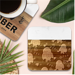 Seamless Pattern Owls Dreaming Marble Wood Coaster (Square)