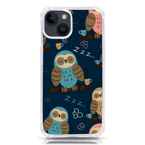 Seamless Pattern Owls Dreaming iPhone 14 TPU UV Print Case from ArtsNow.com Front