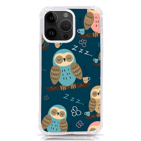 Seamless Pattern Owls Dreaming iPhone 14 Pro Max TPU UV Print Case from ArtsNow.com Front