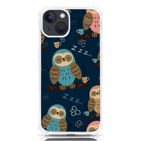 Seamless Pattern Owls Dreaming iPhone 13 TPU UV Print Case from ArtsNow.com Front