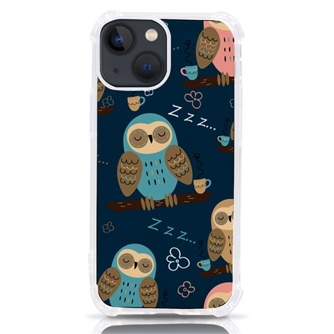 Seamless Pattern Owls Dreaming iPhone 13 mini TPU UV Print Case from ArtsNow.com Front