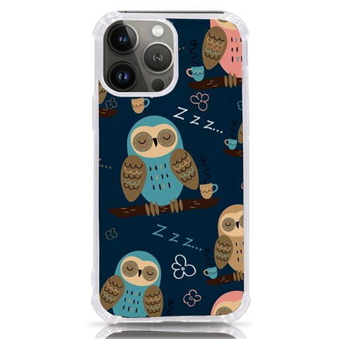 Seamless Pattern Owls Dreaming iPhone 13 Pro Max TPU UV Print Case from ArtsNow.com Front