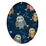 Seamless Pattern Owls Dreaming Oval Glass Fridge Magnet (4 pack)