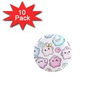 Cute Doodle Cartoon Seamless Pattern 1  Mini Magnet (10 pack) 