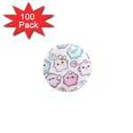 Cute Doodle Cartoon Seamless Pattern 1  Mini Magnets (100 pack) 