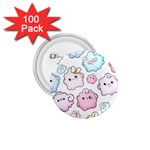 Cute Doodle Cartoon Seamless Pattern 1.75  Buttons (100 pack) 
