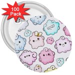 Cute Doodle Cartoon Seamless Pattern 3  Buttons (100 pack) 